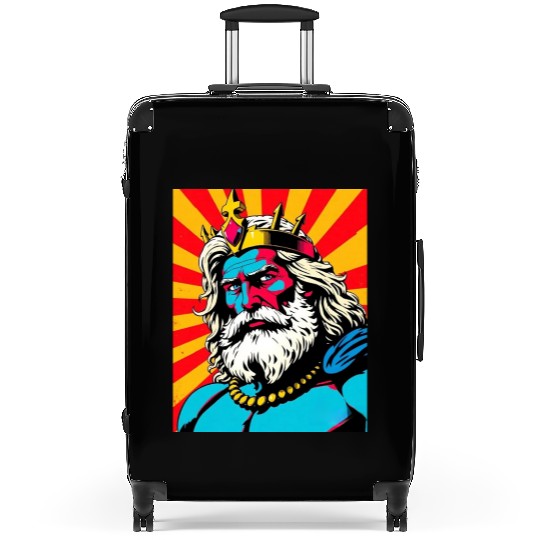 Bold Pop Art Zeus – Colorful Greek God Illustratio Suitcases