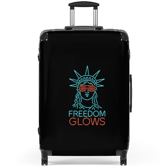 Freedom Glows Neon Lady Liberty Suitcases