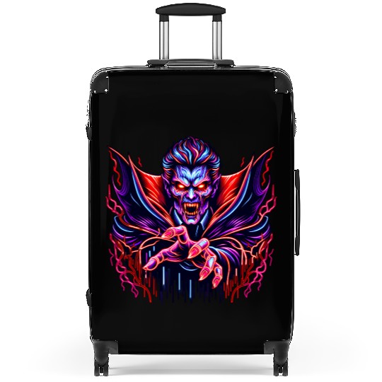 Neon Vampire Lord – Retro Horror Glow Suitcases
