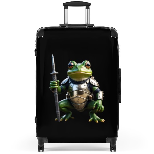 frog in medieval armor Suitcases
