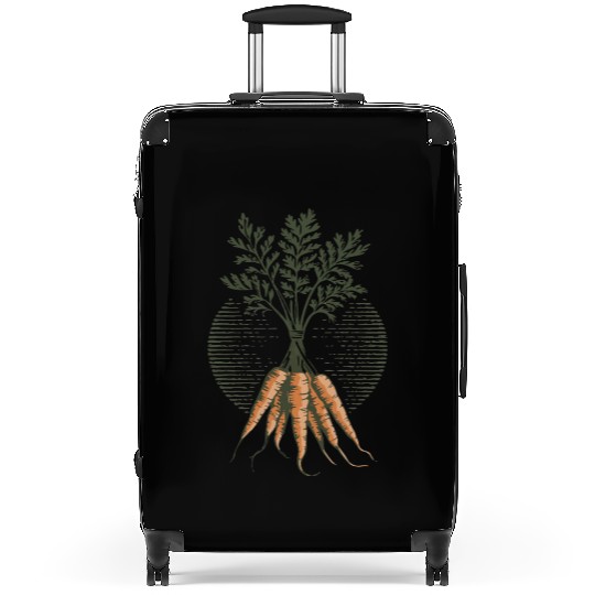 Organic Carrot Plant Art Illustration Suitcases