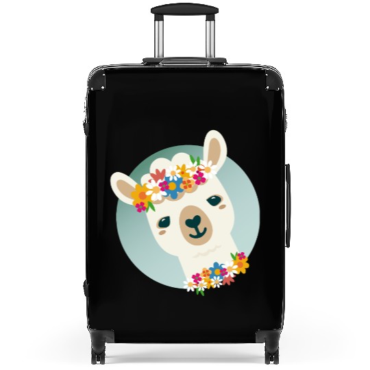 Floral Alpaca with Wreath – Cheerful Summer Motif Suitcases