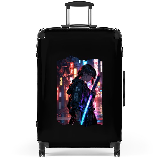 Cyberpunk Samurai Girl Suitcases