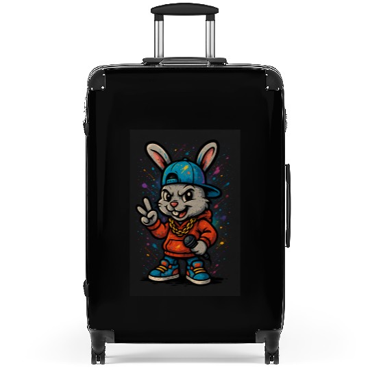 Urban Bunny Rapper Illustration Suitcases