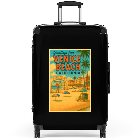 Venice Beach Vintage Postcard Suitcases