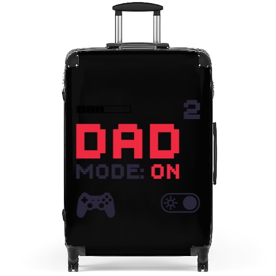 Dad Mode On Retro Gamer Dad Pixel Art Design Suitcases