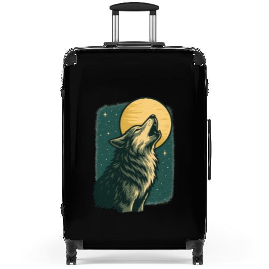 Lone wolf howl at the moon Suitcases