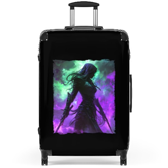 Mystical Assassin Woman In Violet Fog Fantasy Suitcases
