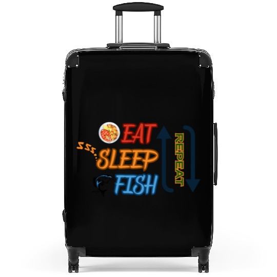 EAT SLEEP FISH REPEAT Suitcases