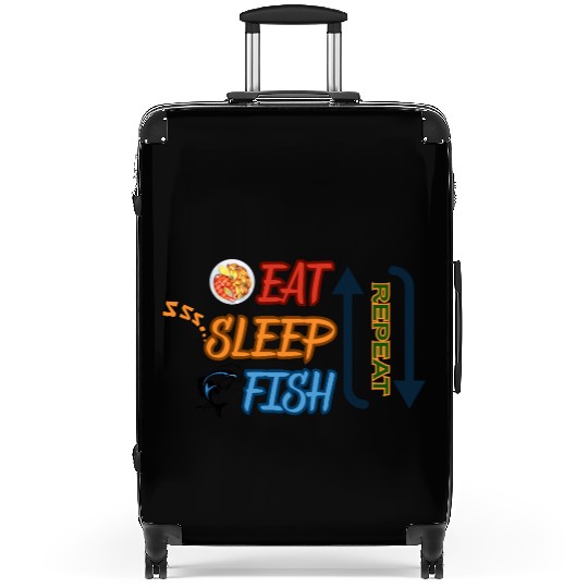 EAT SLEEP FISH REPEAT Suitcases