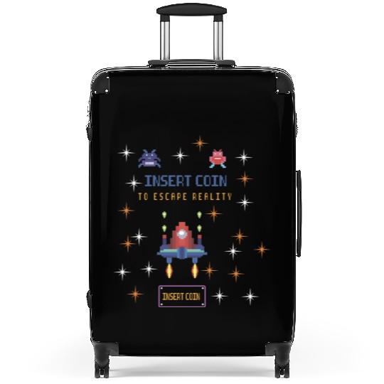 Retro Gamer Suitcases - Insert Coin to Escape Reality