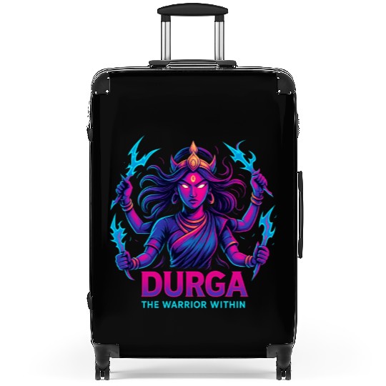Durga – The Warrior Within | Neon 3D Digital Art Suitcases