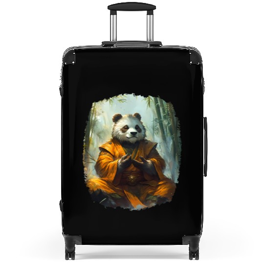 Meditating Panda In The Zen Bamboo Forest Suitcases