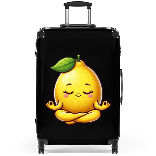 Cute lemon yoga meditation relaxation cartoon Suitcases