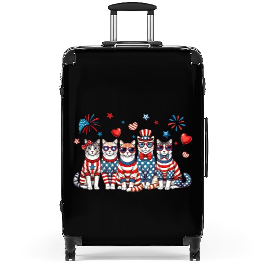 4th of July Patriotic Cat Suitcases