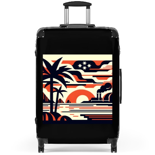 Twilight Palm & Factory Scene Suitcases
