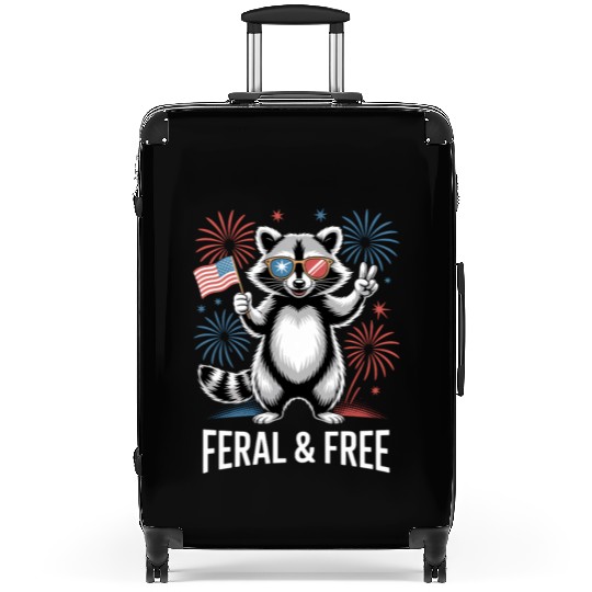 Feral And Free Patriotic Raccoon Suitcases