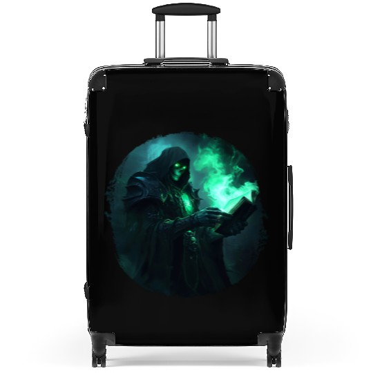 Green Shadow Mage with Burning Spell Book Suitcases