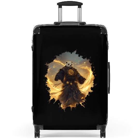 Mystical Panda Monk with Golden Energy Flow Aura Suitcases
