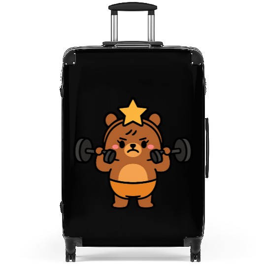 Built Different Bear Quirky Workout Character Suitcases