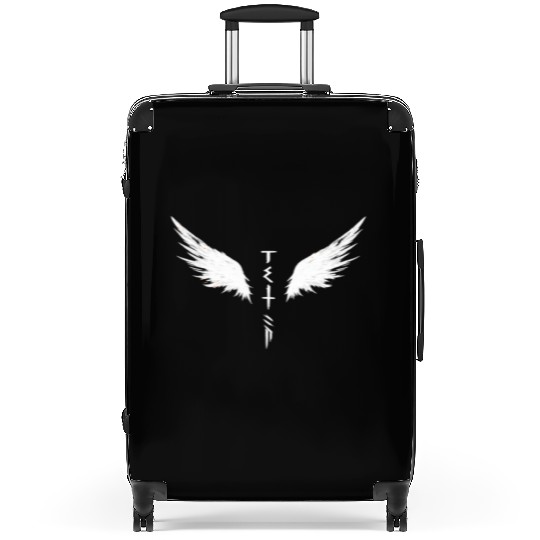 White Angel Wings Symbol with Futuristic Tribal Suitcases