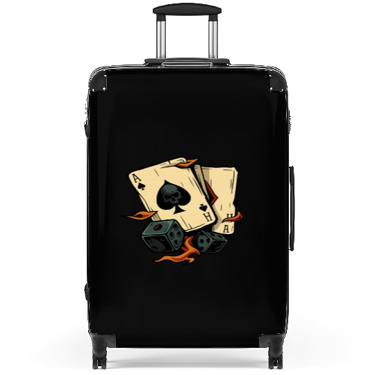 Floral Skull with Cards & Dice Suitcases