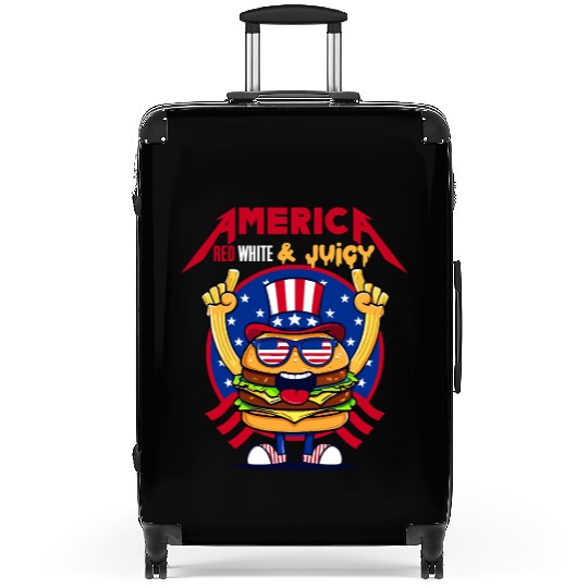 4th Of July Patriotic Red White n Juicy Hamburger Suitcases