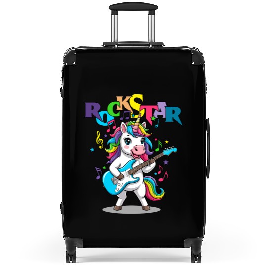 Rockstar Unicorn Playing Rainbow Guitar Suitcases