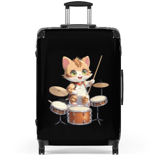 Cat Drummer Suitcases