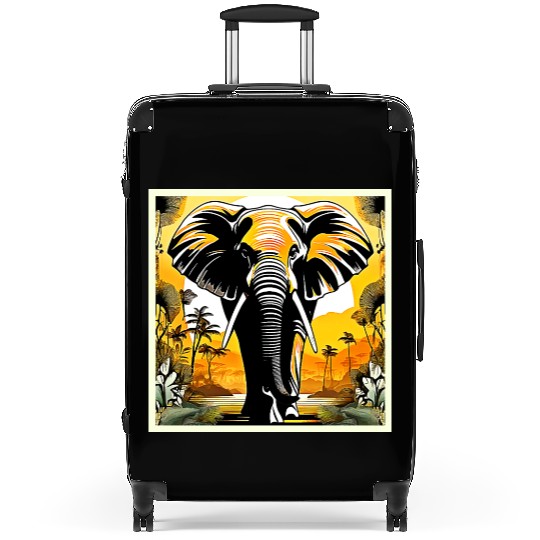 Majestic Elephant Sunset Suitcases