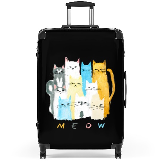 Ten Colorful Cats MEOW Graphic Design Suitcases