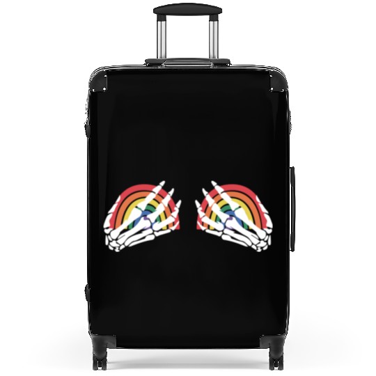 LGBTQ Skeleton Hand Rainbow Suitcases