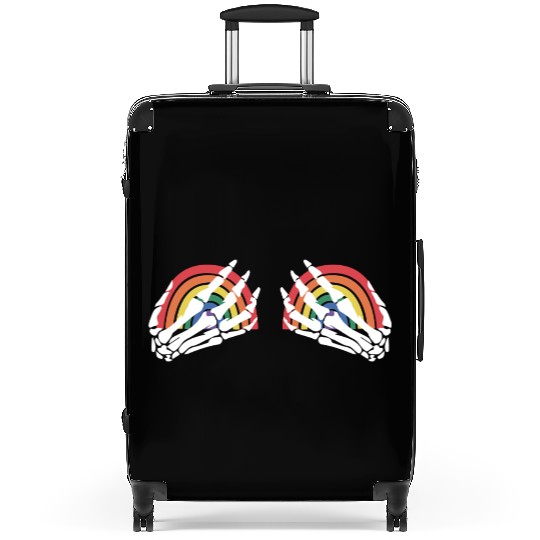 LGBTQ Skeleton Hand Rainbow Suitcases