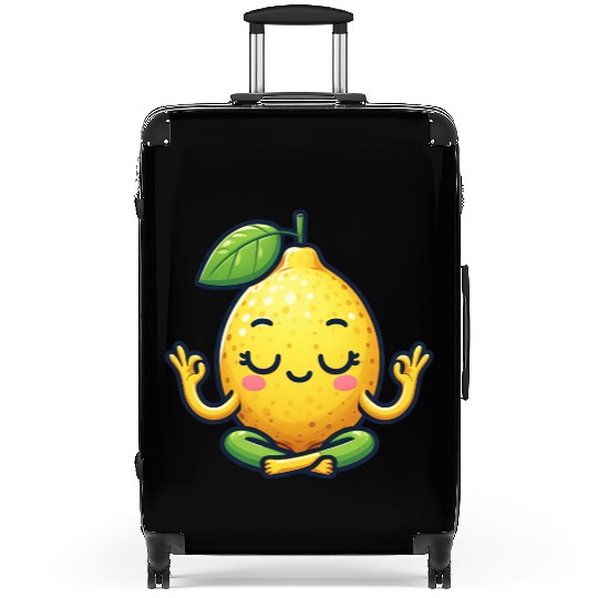 Funny lemon yoga meditation relaxation chill carto Suitcases