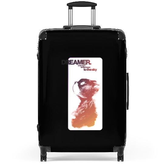Dreamer Cat Night Sky Illustration Suitcases