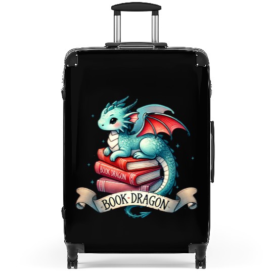 Funny Book Lover Book Reading Dragon Suitcases