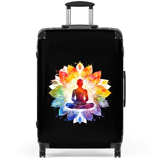 Retro Zen Lotus Meditate Rainbow Suitcases