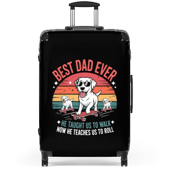 Best Dog Dad Ever Skateboarding Puppy Lover Suitcases