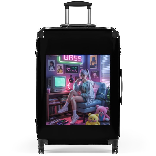 Y2K Gamer Girl Vibes – Retro Tech & Neon Room Aest Suitcases