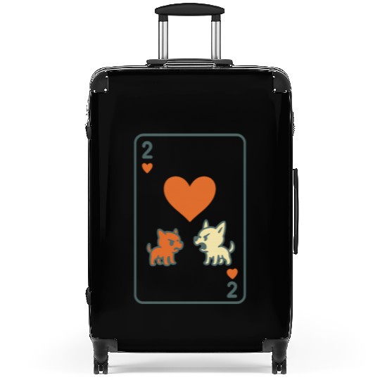 Two Angry Pups of Hearts Suitcases