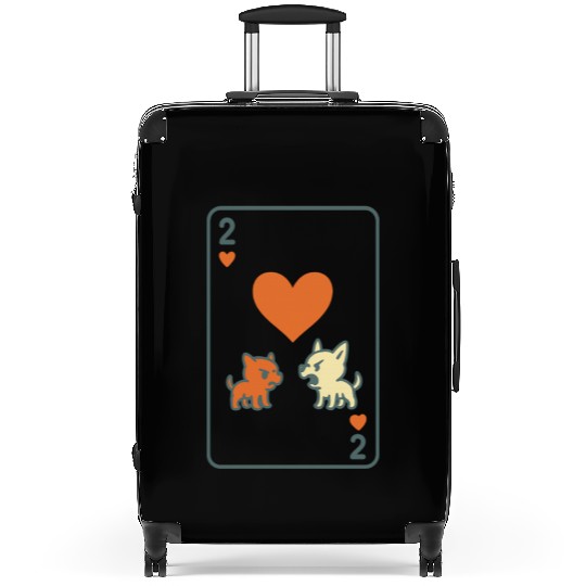 Two Angry Pups of Hearts Suitcases