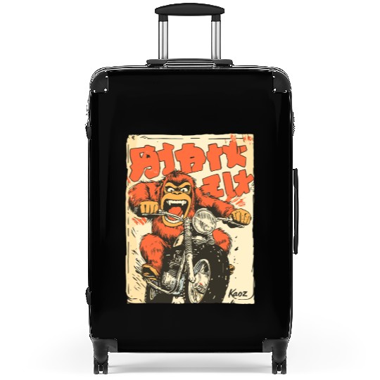 Monkey Mayhem – Vintage Ape on a Motorcycle Suitcases