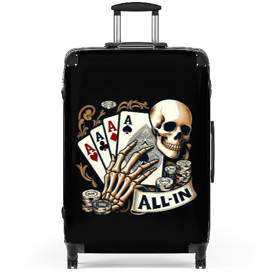 Casino Cards Gambling Skeleton Hand Gothic Suitcases
