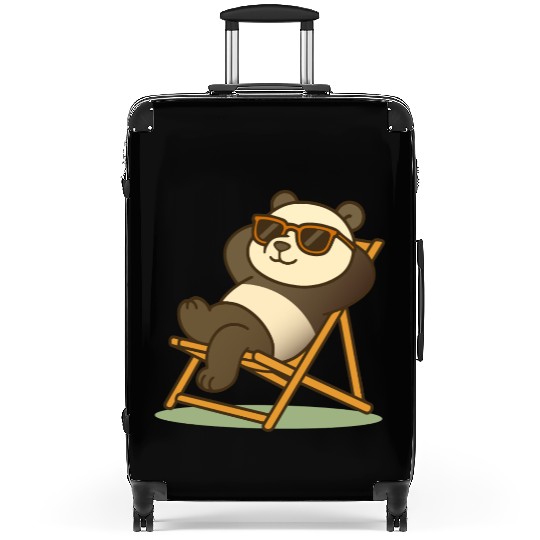 Relaxed Panda with Sunglasses in a Deck Chair Suitcases