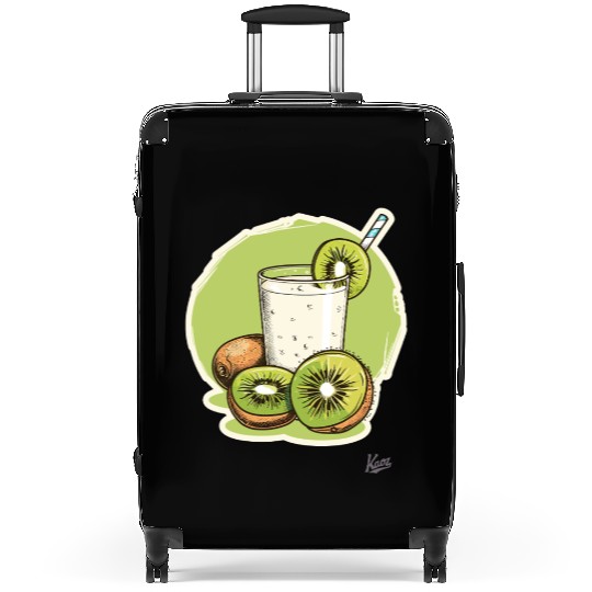 Kiwi fruit and juice with straw illustration Suitcases