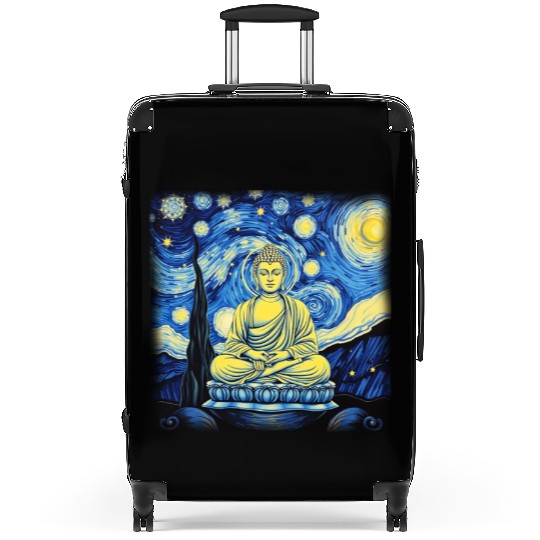 Starry Night Buddha Zen Art Inspired by Van Gogh Suitcases