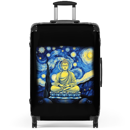 Starry Night Buddha Zen Art Inspired by Van Gogh Suitcases