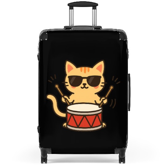 Drummer Cat With Shades Suitcases