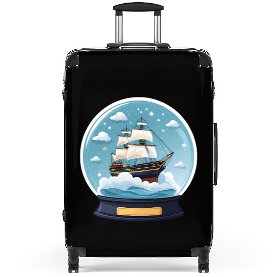 Fantasy Ship in Star Filled Snow Globe Suitcases