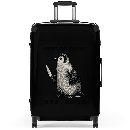 Funny Fight Or Flight Meme Penguin With Knife Suitcases